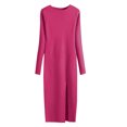 thumbnail image 2 of FcBaudy Longues Robe à Manches à Col Rond pour Femme Chandail Robe Tricotée Tricotée Robe Moulante à Manches Longues pour Femme Jupe Portefeuille Moulante Robe pour Femme, 2 of 7