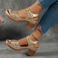 thumbnail image 4 of Sandals for Women, Fish Mouth Design with Hook-and-Loop Ankle Strap, Thick Block Heel, Faux Leather Upper, Cushioned Insole, Breathable Open-Toe, 4 of 9