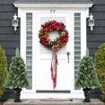 thumbnail image 2 of Patiojoy 2-Piece 4FT Snow Flocked Artificial Christmas Tree PVC Entrance Tree with Pine Cones & Red Berries, 2 of 9