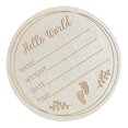thumbnail image 1 of <p>Baby Announcement Sign, Hello World Baby Sign Photo Prop Commemorate Round Decor 5.9in Basswood  For Shower</p>, 1 of 7