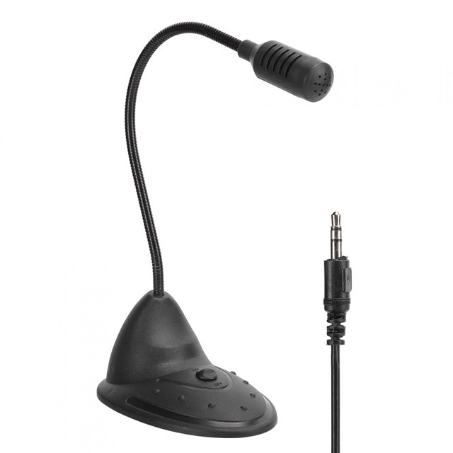 Fyydes Microphone Filaire, ABS Noir Directivité Omnidirectionnelle 3,5 Mm Plug Réglable Tube Filaire Ordinateur Portable Microphone, Ordinateurmicrophone
