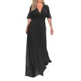 thumbnail image 2 of Gspmoly Robes d'Été pour Femmes, Robe Longue en Mousseline à Manches Mi-Longues Fendue à Col en V au Style Élégant pour Femmes, Robes Habillées pour Femmes Économies, 2 of 7