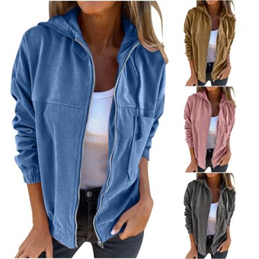 Bovxnpu Plus Size Womens Fleece Jackets,Womens Winter Warm Coats,Fall And Winter Hooded Sweatshirt For Womens Loose Long Sleeves Jacket Solid Color Casual Going Out Coat