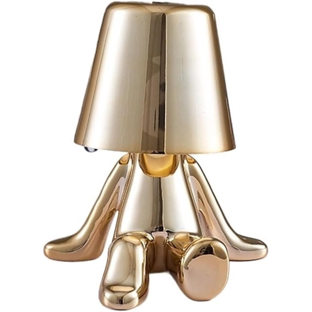 Mistaha Golden Lampe de Table Thinker avec Commande Tactile, Fonction à Intensité Réglable - Pièce de Décoration Créative en Résine pour Chambre et Salon - à Piles - 13cm*15.5cm