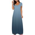 thumbnail image 1 of fatyb Robes Maxi à Manches Courtes pour Femmes Col Ras du Cou Décontractées Longues Robes Imprimées Robes T-Shirt d'Été, 1 of 5