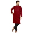thumbnail image 1 of Atasi Indian Solid Kurta Pajama Set For MensMandarin Collar Casual Long-Wear Kurta, 1 of 7