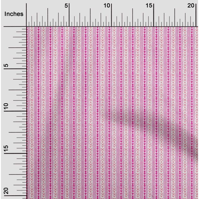 oneOone Cotton Silk Fabric Geometric Sign|Triangle & Stripe Block Printed Fabric 1 Yard 42 Inch Wide