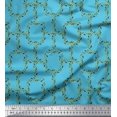 thumbnail image 1 of Soimoi Blue polyester Crepe Fabric Leaves & Geometric Printed Fabric 1 Yard 42 Inch Wide, 1 of 5