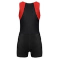 thumbnail image 2 of MSemis Justaucorps de Gymnastique Sans Manches pour Garçons, Combinaison de Danse Ballet avec Short Athlétique, Ensemble de Compétition et d'Entraînement, Rouge&Noir 8, 2 of 7