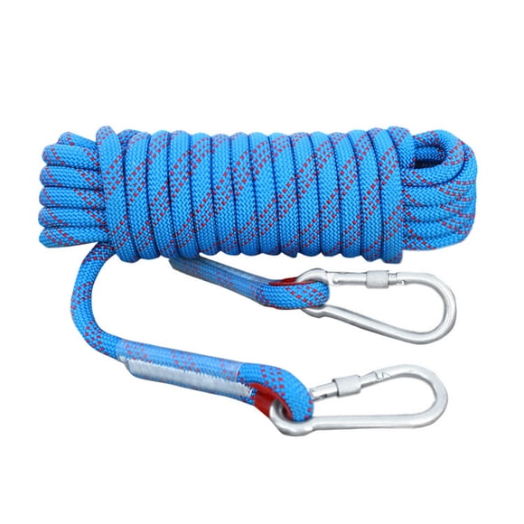 TOMSHOO Blue 10mm Nylon Safety Rope for Climbing, Rescue, and High-Altitude Work, 20M Length with Dual Hooks, Durable Polyester & Polypropylene Construction, Max Load 888kg