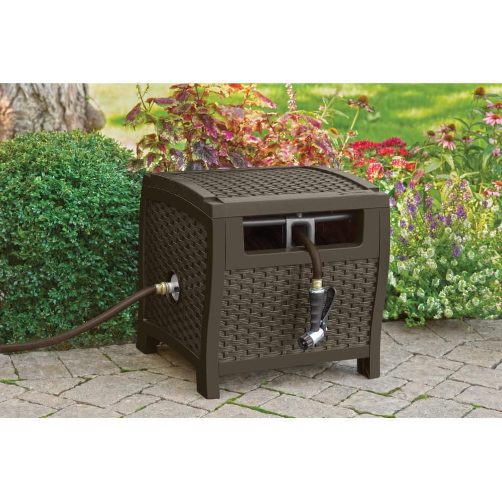 Suncast Slide Trakza Manual Hose Hideaway Reel – 175 ft. Capacity, Resin, Java”