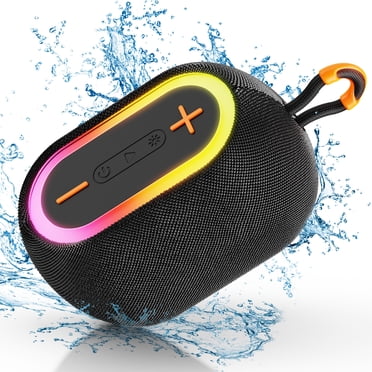JYX Haut-Parleur Bluetooth Portable, Haut-Parleur Extérieur Étanche IPX7, Mini Haut-Parleur avec Lumières, Basses Stéréo, Appairage Double, Maison, Randonnée