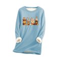 thumbnail image 2 of Hauts pour Femmes T-Shirt à Col Rond pour Femmes avec Poche Épaissi en Peluche Chaud à Manches Longues Hauts à Manches Longues pour Femmes en Liquidation, 2 of 4