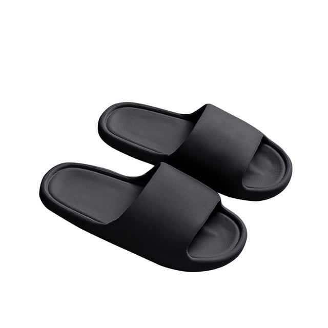 Mens and Womens Home Slippers Simplicity Solid Color Quick Drying Soft Sole Comfortable Non-Slip Indoor and Outdoor EVA Slippers Black-04