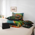 thumbnail image 4 of Colorful Chameleon 7 Piece Comforter Set Full Bed in a Bag,Cute Lizard Wildlife Bedding Set Botanical Tree Branch Sheet Set with Comforter,Lovely Reptile Creature Bed Set, 4 of 5