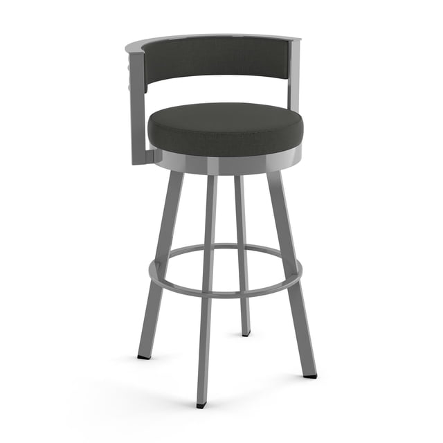 Amisco Browser 26 in. Swivel Counter Stool - Charcoal Grey Polyester / Glossy Grey Metal