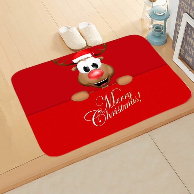 RKSTN Area Rug Christmas Floor Mat Kitchen Bathroom Door Non Slip Mat 40 * 60cm Floor Mat Non Slip Home Decor Door Mat
