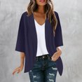 thumbnail image 2 of yoeyez Light Cardigans for Women Summer Womens Plus Size Solid Color Kimono Cardigan Puff Sleeve Tops Oversize Loose Cover Ups Cardigans Dark Blue,S, 2 of 7