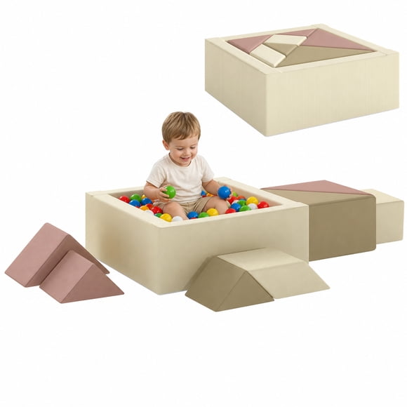 Qaba Jouets d'Escalade pour Tout-Petits, 9 Pcs, avec Jeu Tangram, Housses Lavables