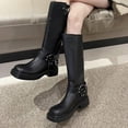 thumbnail image 5 of EGNMCR Bottes Hauteur Genou Automne Hiver Hautes Bout Rond Talon Épais Bottes Femmes Mode Décontractées, 5 of 5