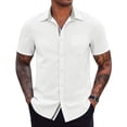 thumbnail image 4 of Erwazi Men's Button Down Shirts Summer Casual Stretch Short Sleeve Business Dress Shirt with Pocket, 4 of 9