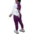 thumbnail image 2 of Tenue d'Entraînement 2 Pcs pour Femmes, Veste Patchwork à Boutons, Pantalon Long, Survêtement, 2 of 4