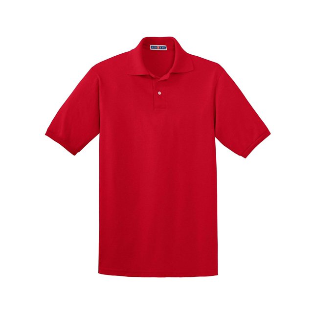 Jerzees Men's SpotShield Button Down Polo Sport Shirt, Red S