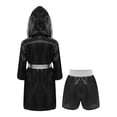 thumbnail image 2 of Zaldita Costumes de Boxe pour Enfants Garçons Filles Tenue de Boxeur Déguisement de Fête Ensemble 2 Pcs Peignoir de Kickboxeur et Ensembles de Shorts de Boxe Noir&Argent 6, 2 of 4