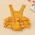 thumbnail image 3 of MesaSe Baby Summer Ruffle Romper  Sleeveless Elastic Waist Rainbow Embroidery Strap Bodysuit, 3 of 6