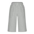 thumbnail image 3 of AherBiu Shorts Droits Taille Haute à Rayures pour Femmes avec Poches, XXXX-Large, 3 of 6