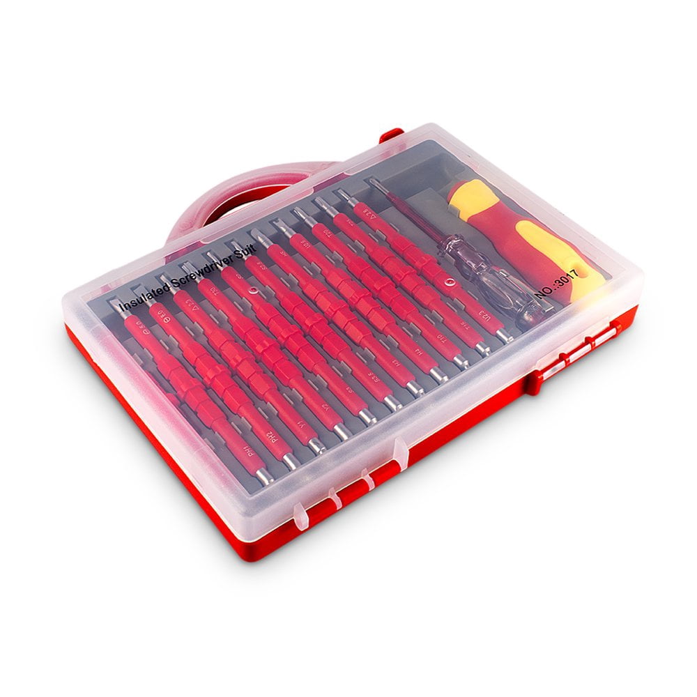 MesaSe Pack of 26 Screw Driver Bit Kit Insulating 6.35MM Screwdriver Set Multifunctional DIY Electronic Portable with Storage Case