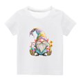 thumbnail image 1 of Penkiiy T-Shirts de Pâques pour Enfants Tout-Petits Garçons Filles Mode Mignon Imprimé Nain de Pâques Col Rond Manches Courtes 7 Ans Blanc, 1 of 4
