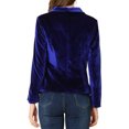 thumbnail image 3 of INSPIRE CHIC Women's Velvet Blazer Solid Color Shawl Collar One Button Wear-to-Work Blazer M Royal Blue, 3 of 7