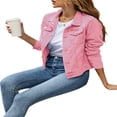 thumbnail image 2 of Veste en Denim Unie pour Femmes, Décontractée, à Manches Longues, Boutonnée, 2 of 8