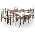 thumbnail image 1 of vidaXL 7 Piece Dining Set MDF and Steel Brown, 1 of 5