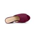 thumbnail image 4 of BLISSFUL STEP Women's Shoes Chunky Platform Open Toe Slides Block Heel Sandals Burgundy 7.5, 4 of 8