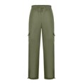 thumbnail image 5 of RXIRUCGD Men Casual Trousers High Waist Drawstring With Multi-Pockets Long Pants, Green, Size: M, 5 of 5