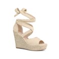 thumbnail image 1 of BLISSFUL STEP Sandales Compensées Espadrilles à Lacets pour Femmes Beige 9, 1 of 7