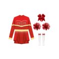 thumbnail image 3 of Aislor Tenue de Cheerleading pour Filles Enfants Halloween Cheer Leader Costume de Cosplay Rave Fête Danse Justaucorps Robe Rouge B 8, 3 of 7