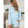 thumbnail image 3 of Topcobe Women' s Long Sleeve Solid Color Lounge Wear Set, S-3XL Blue, 3 of 7