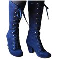thumbnail image 4 of LSLJS Women Rétro Shoes Décontracté Épais à Talon Bas Grande Taille Mid Calf à Lacets, 4 of 8