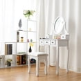 thumbnail image 4 of Costway Coiffeuse avec Miroir Ovale et Tabouret, Ensemble de Table de Maquillage avec 5 Tiroirs de Rangement, 4 of 10