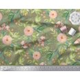 thumbnail image 3 of Soimoi Green Cotton Jersey Fabric Leaves & Ranunculus Floral Print Fabric by Yard 58 Inch Wide, 3 of 3