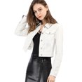 thumbnail image 2 of INSPIRE CHIC Veste en Denim Courte à Manches Longues Boutonnée pour Femme, 2 of 6