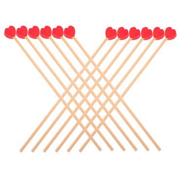 WASHWEPE 100pcs Coffee Stirrer Sticks Wooden Red Straws For Beverages Mixing