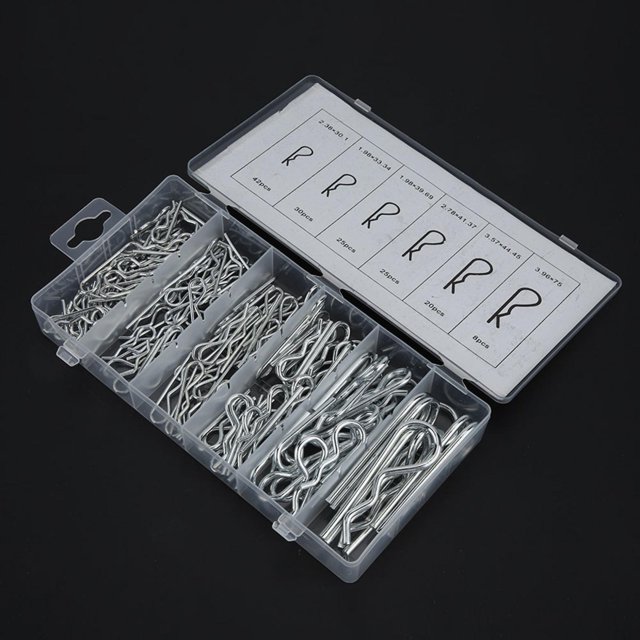 Kit d'Assortiment de Goupilles de Cotter, 150 Pcs Goupilles de Tracteur Goupilles de Cotter en Acier Haute Résistance Type R