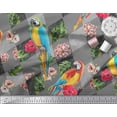 thumbnail image 3 of Soimoi Gray Silk Fabric Floral Tropical Bird Decor Fabric Printed BTY 44 Inch Wide, 3 of 3