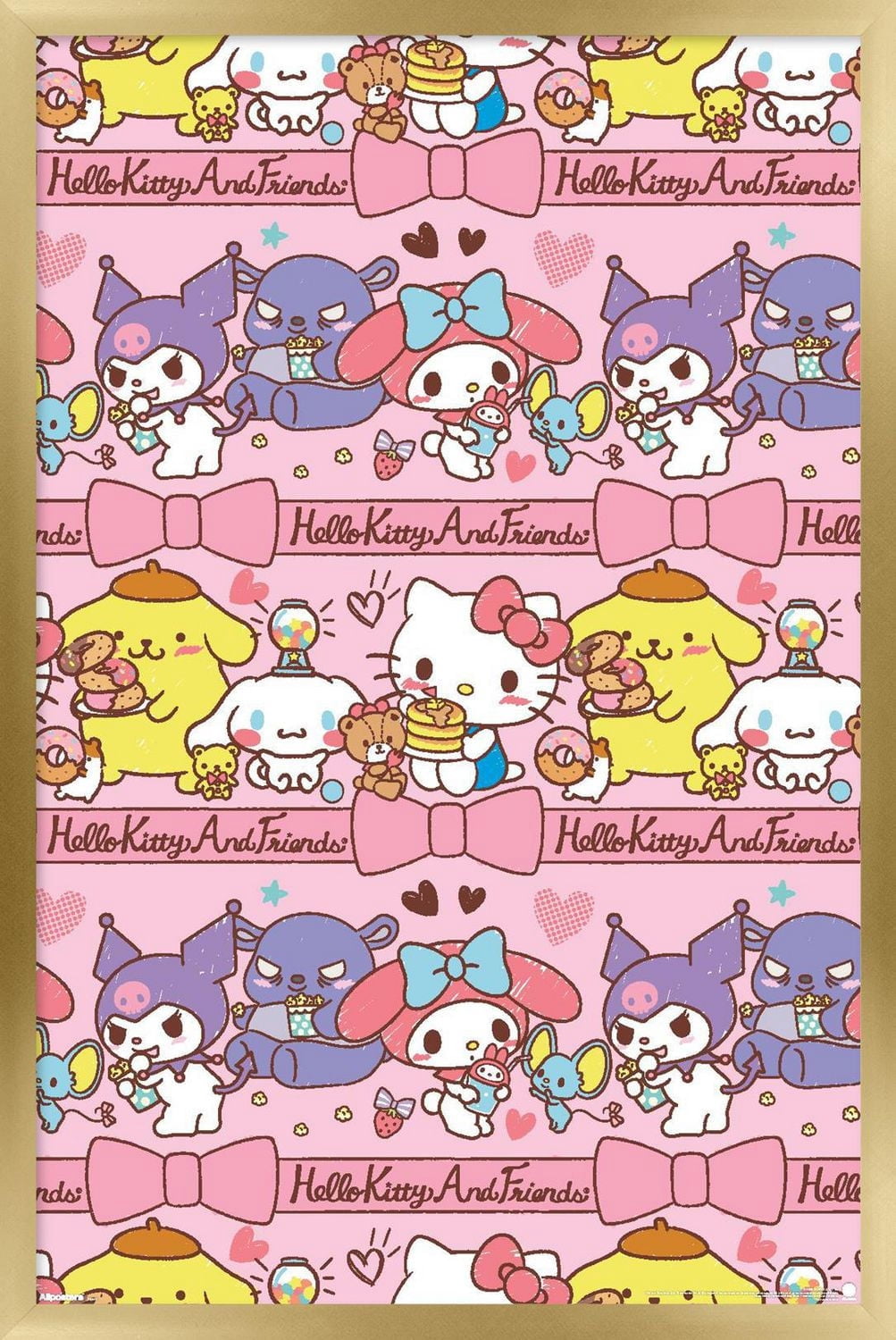 Hello Kitty and Friends: 25 Snack Time - Collage Wall Poster, 14.725" x 22.375" Framed
