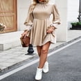 thumbnail image 2 of Women Velvet Mini Formal Dress Solid Color Long Sleeve Evening Gown, 2 of 9