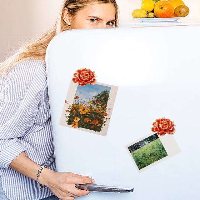 TopLLC Home Decor Flower Bouquet Magnetic Fridge Stickers Refrigerator Magnets Resin Flower Adhesive Decorations Realistic Flower Magnets Fridge Accessory Kitchen Decoration Magnetic Fridge Stickers